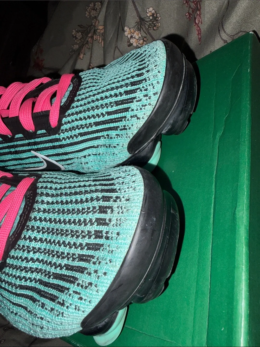 Nike Women's Mint Knit Sneakers with Hot Pink Laces